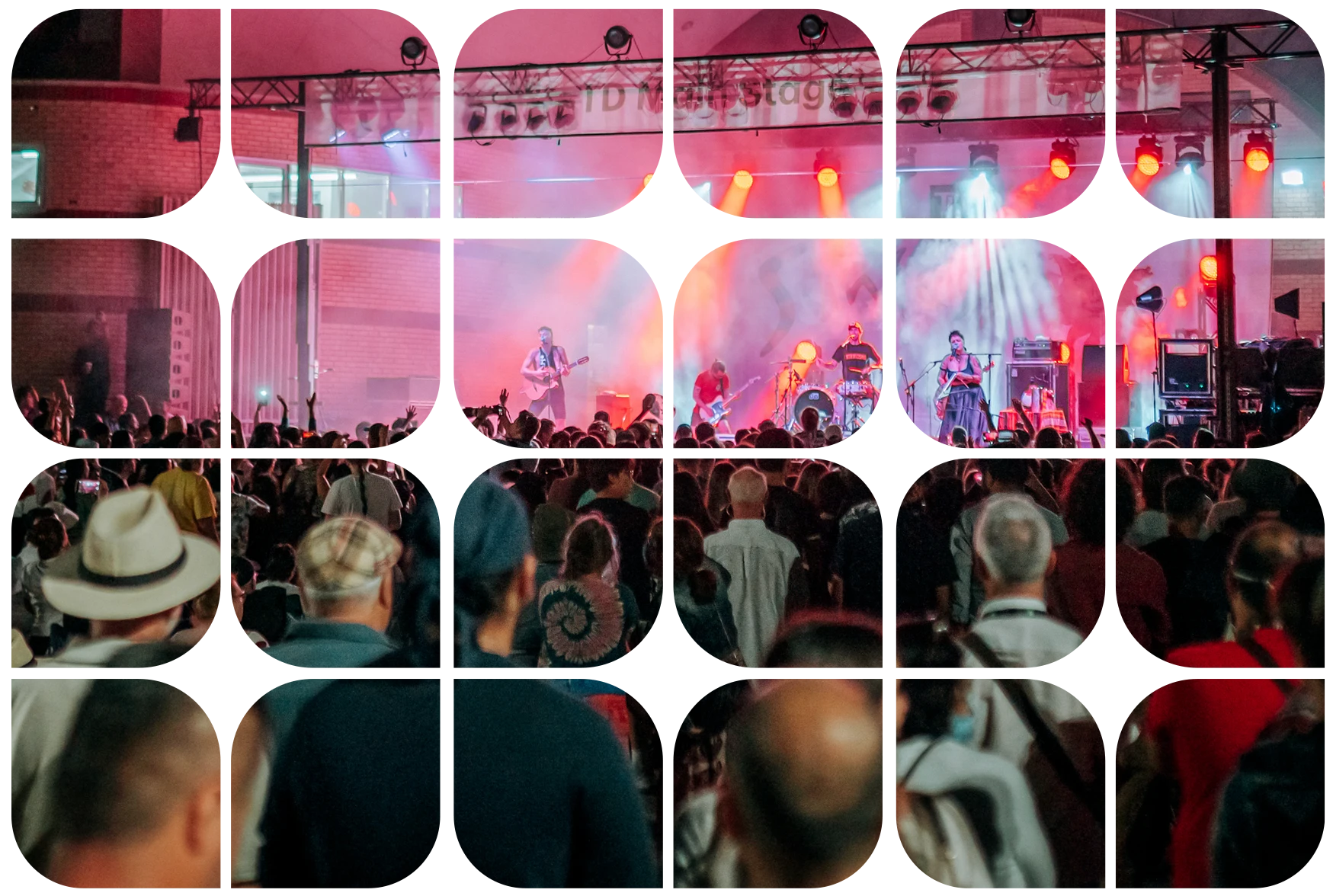 musicians playing on a stage with audience