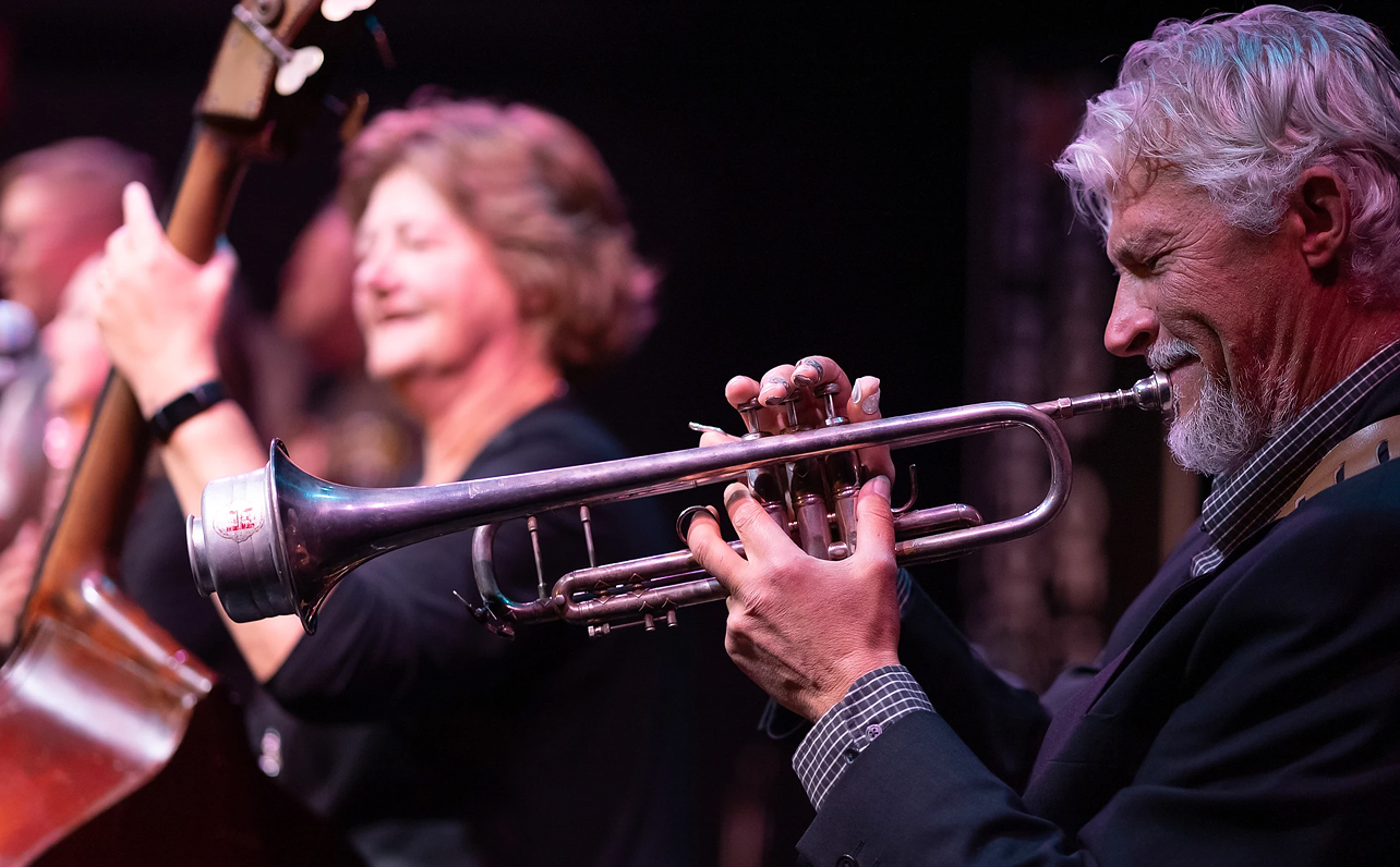 musicians playing trumpet and bass